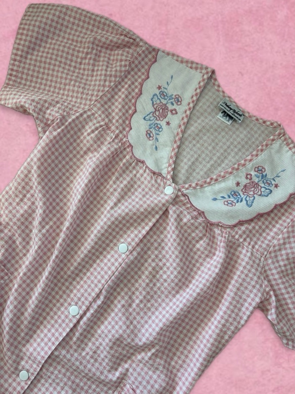 Vintage Anthony Richards Pink Gingham Granny House Coat